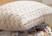HKM-265619 Vintage European Style Knitted Beige Cushion Cover, 45x45cm, Acrylic Wool