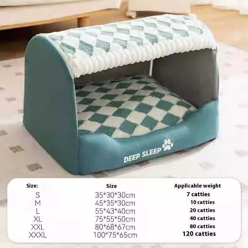 HKM-265683 Three-Dimensional Warm Dog Nest in Houndstooth Design - Multiple Sizes Available