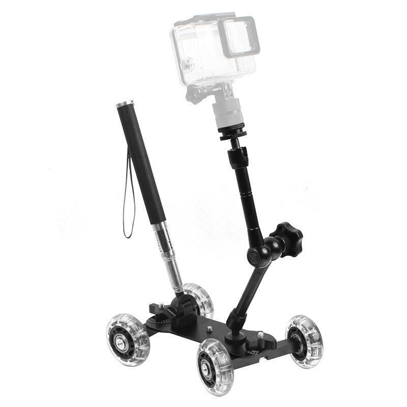 HKM-265747 Mini Track Car Action Camera Support Set with Adjustable Trolley and Silent Wheels