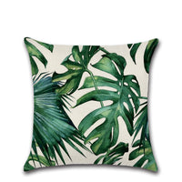 HKM-265939 Tropical Plant Green Leaf Pattern Pillowcase – Simple Modern Cushion Cover 45x45cm