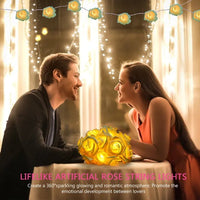HKM-266195 40 LED Rose Flower String Lights - 10ft Battery Operated Decorative Lights for Weddings, Anniversaries, and Home Decor