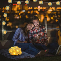HKM-266195 40 LED Rose Flower String Lights - 10ft Battery Operated Decorative Lights for Weddings, Anniversaries, and Home Decor