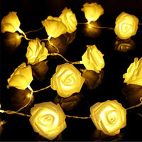 HKM-266195 40 LED Rose Flower String Lights - 10ft Battery Operated Decorative Lights for Weddings, Anniversaries, and Home Decor