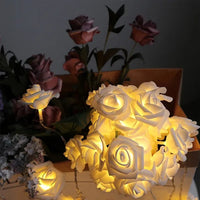 HKM-266195 40 LED Rose Flower String Lights - 10ft Battery Operated Decorative Lights for Weddings, Anniversaries, and Home Decor