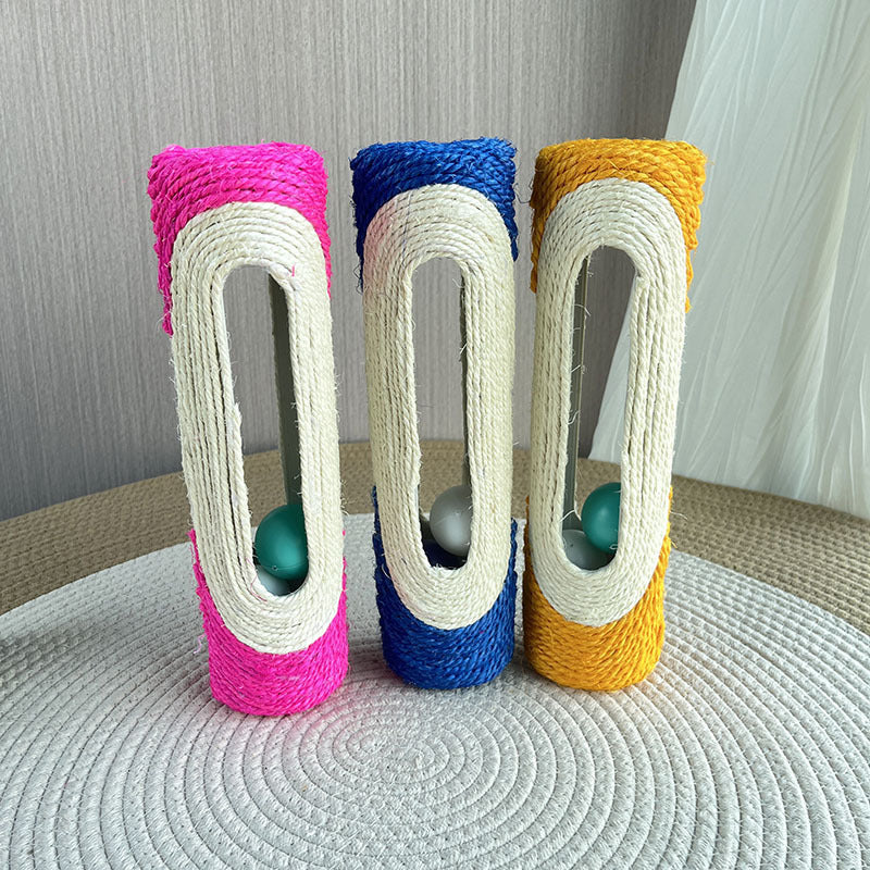 HKM-266387 Cat Self-Play Relief Toy with Plastic Ball and Sisal Material for Engaging Playtime