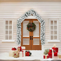 HKM-266515 Christmas Garland with Snow - 5m Green PVC Decorative Holiday Accents for Railing, Ceiling, Fireplace, or Windows