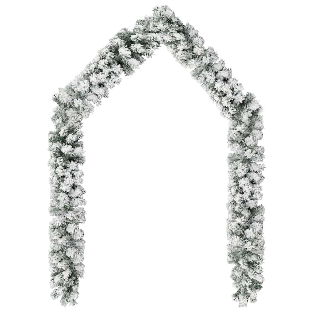 HKM-266515 Christmas Garland with Snow - 5m Green PVC Decorative Holiday Accents for Railing, Ceiling, Fireplace, or Windows