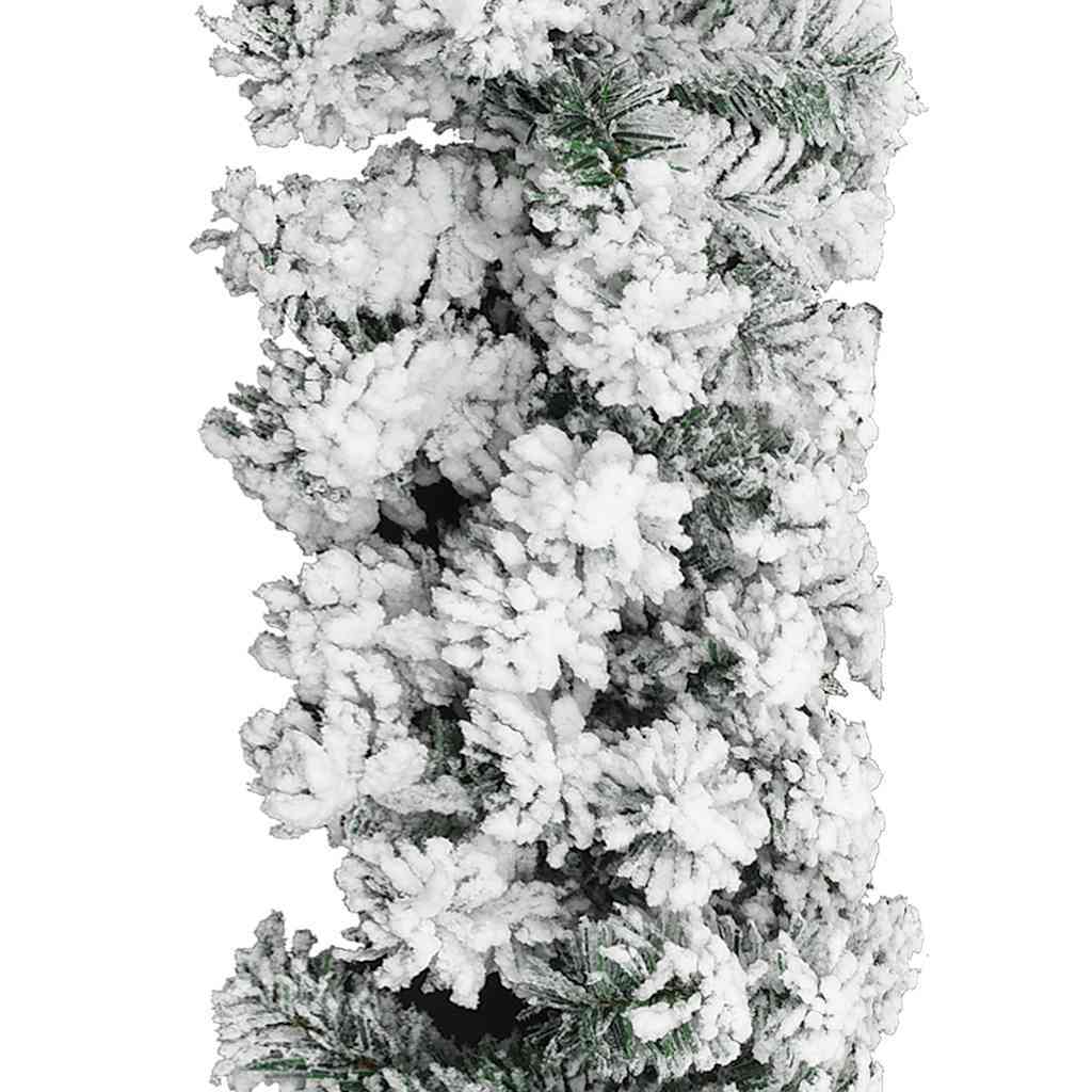 HKM-266515 Christmas Garland with Snow - 5m Green PVC Decorative Holiday Accents for Railing, Ceiling, Fireplace, or Windows