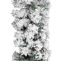 HKM-266515 Christmas Garland with Snow - 5m Green PVC Decorative Holiday Accents for Railing, Ceiling, Fireplace, or Windows