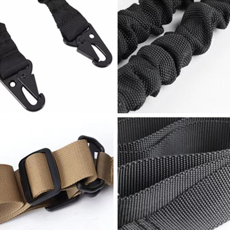 HKM-266579 Adjustable Nylon Crossbody Strap with Harpoon Line Tension Placement Rope in Black, Khaki, and Military Green