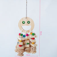 HKM-266643 Wooden Parrot Toy with Molar Embedded Beads and Building Blocks for Bird Chewing and Treasure Hunting