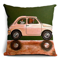 HKM-266835 Car-Themed Small Animal Pillowcase in Cotton and Linen, 45x45cm