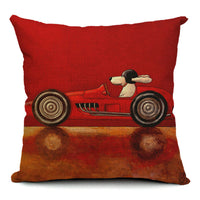 HKM-266835 Car-Themed Small Animal Pillowcase in Cotton and Linen, 45x45cm