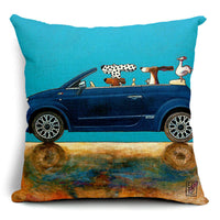 HKM-266835 Car-Themed Small Animal Pillowcase in Cotton and Linen, 45x45cm