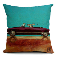 HKM-266835 Car-Themed Small Animal Pillowcase in Cotton and Linen, 45x45cm