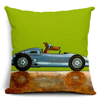 HKM-266835 Car-Themed Small Animal Pillowcase in Cotton and Linen, 45x45cm