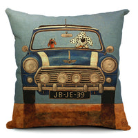 HKM-266835 Car-Themed Small Animal Pillowcase in Cotton and Linen, 45x45cm