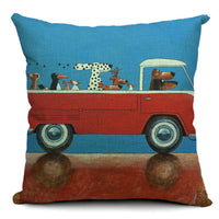 HKM-266835 Car-Themed Small Animal Pillowcase in Cotton and Linen, 45x45cm