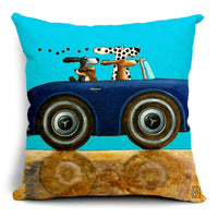 HKM-266835 Car-Themed Small Animal Pillowcase in Cotton and Linen, 45x45cm