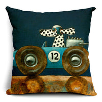HKM-266835 Car-Themed Small Animal Pillowcase in Cotton and Linen, 45x45cm
