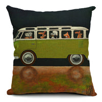 HKM-266835 Car-Themed Small Animal Pillowcase in Cotton and Linen, 45x45cm