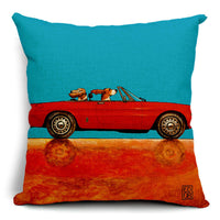 HKM-266835 Car-Themed Small Animal Pillowcase in Cotton and Linen, 45x45cm