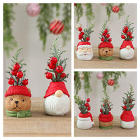 HKM-266835 Resin Christmas Ornaments - Santa Claus, Snowman, Bear & Faceless Old Man Decorations