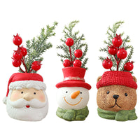 HKM-266835 Resin Christmas Ornaments - Santa Claus, Snowman, Bear & Faceless Old Man Decorations