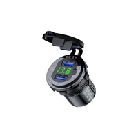 HKM-266899 Fast Charging Car USB Charger with Key Switch, Dual USB Output, QC3.0, Aluminum Alloy, Compatible with Phones and Tablets
