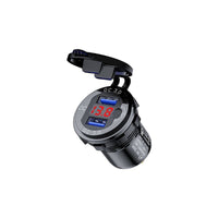 HKM-266899 Fast Charging Car USB Charger with Key Switch, Dual USB Output, QC3.0, Aluminum Alloy, Compatible with Phones and Tablets