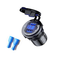 HKM-266899 Fast Charging Car USB Charger with Key Switch, Dual USB Output, QC3.0, Aluminum Alloy, Compatible with Phones and Tablets