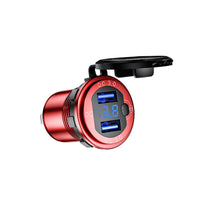 HKM-266899 Fast Charging Car USB Charger with Key Switch, Dual USB Output, QC3.0, Aluminum Alloy, Compatible with Phones and Tablets