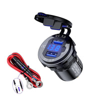 HKM-266899 Fast Charging Car USB Charger with Key Switch, Dual USB Output, QC3.0, Aluminum Alloy, Compatible with Phones and Tablets