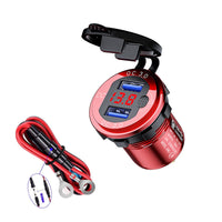 HKM-266899 Fast Charging Car USB Charger with Key Switch, Dual USB Output, QC3.0, Aluminum Alloy, Compatible with Phones and Tablets