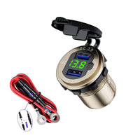 HKM-266899 Fast Charging Car USB Charger with Key Switch, Dual USB Output, QC3.0, Aluminum Alloy, Compatible with Phones and Tablets