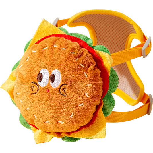 HKM-266963 Pet Burger and Fries Drawstring Backpack with Leash Accessory