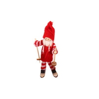 HKM-267155 Wooden Ski Dolls - Christmas Decoration in Various Designs with Wool and Wood Materials