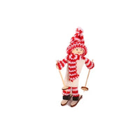 HKM-267155 Wooden Ski Dolls - Christmas Decoration in Various Designs with Wool and Wood Materials