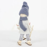 HKM-267155 Wooden Ski Dolls - Christmas Decoration in Various Designs with Wool and Wood Materials
