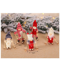 HKM-267155 Wooden Ski Dolls - Christmas Decoration in Various Designs with Wool and Wood Materials