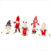 HKM-267155 Wooden Ski Dolls - Christmas Decoration in Various Designs with Wool and Wood Materials