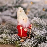 HKM-267155 Wooden Ski Dolls - Christmas Decoration in Various Designs with Wool and Wood Materials