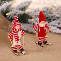 HKM-267155 Wooden Ski Dolls - Christmas Decoration in Various Designs with Wool and Wood Materials