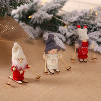 HKM-267155 Wooden Ski Dolls - Christmas Decoration in Various Designs with Wool and Wood Materials