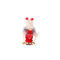 HKM-267155 Wooden Ski Dolls - Christmas Decoration in Various Designs with Wool and Wood Materials
