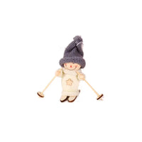 HKM-267155 Wooden Ski Dolls - Christmas Decoration in Various Designs with Wool and Wood Materials