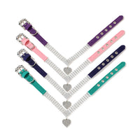 HKM-267539 Fashionable Solid Color Dog and Cat Collar with Leash - Available in Green, Blue, Purple, Pink