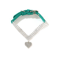 HKM-267539 Fashionable Solid Color Dog and Cat Collar with Leash - Available in Green, Blue, Purple, Pink