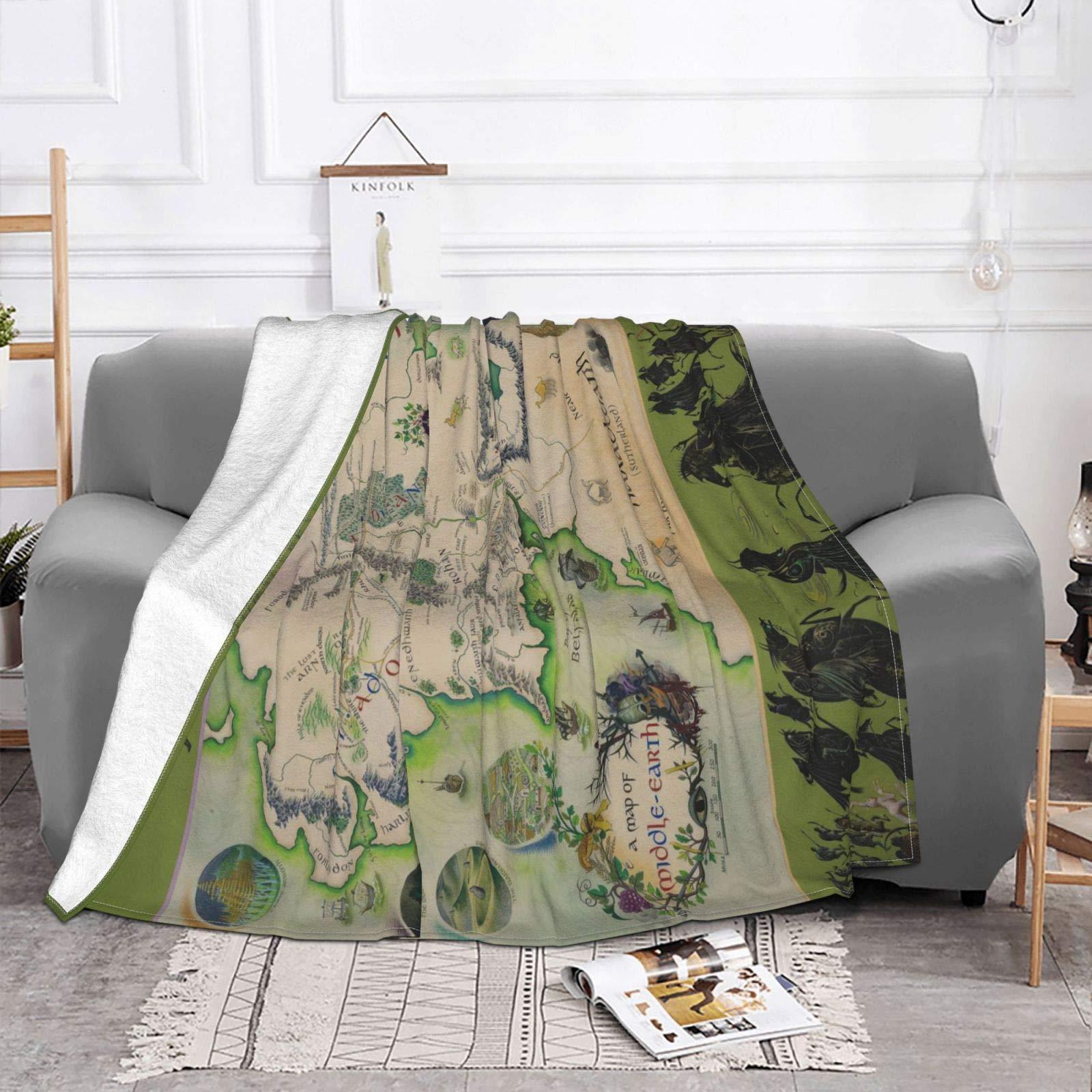 HKM-267539 Soft Polyester Fiber Velvet Map Blanket - Multiple Sizes Available