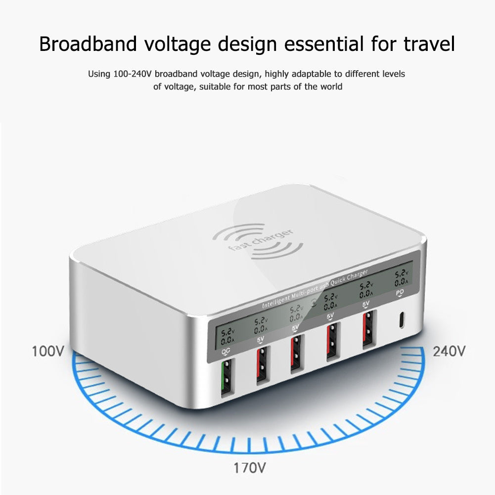 HKM-267603 USB Smart Phone Charging Station with QC3.0 Fast Charge and 1.5m Cable - Multiple Ports for Convenient Charging